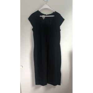 Anne Klein Dress Womens 12 Black Cap Sleeves Midi Little Black Dress